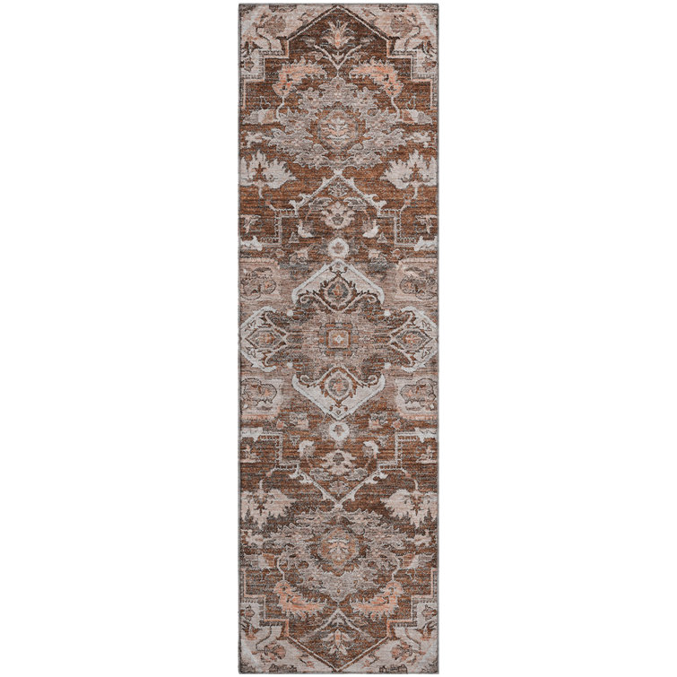 Premium Machine Washable Prisco Terracotta Rug