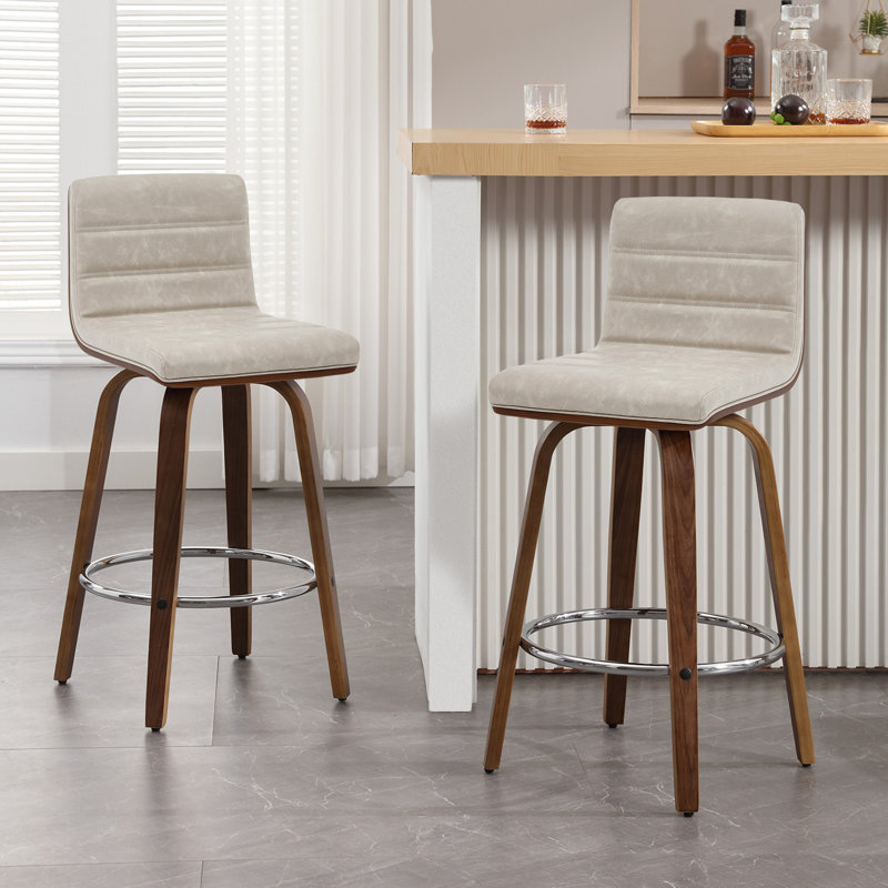 Tabouret pivotant rembourré, Tabouret de comptoir (siège d'une hauteur de 26 p, Blanc cassé