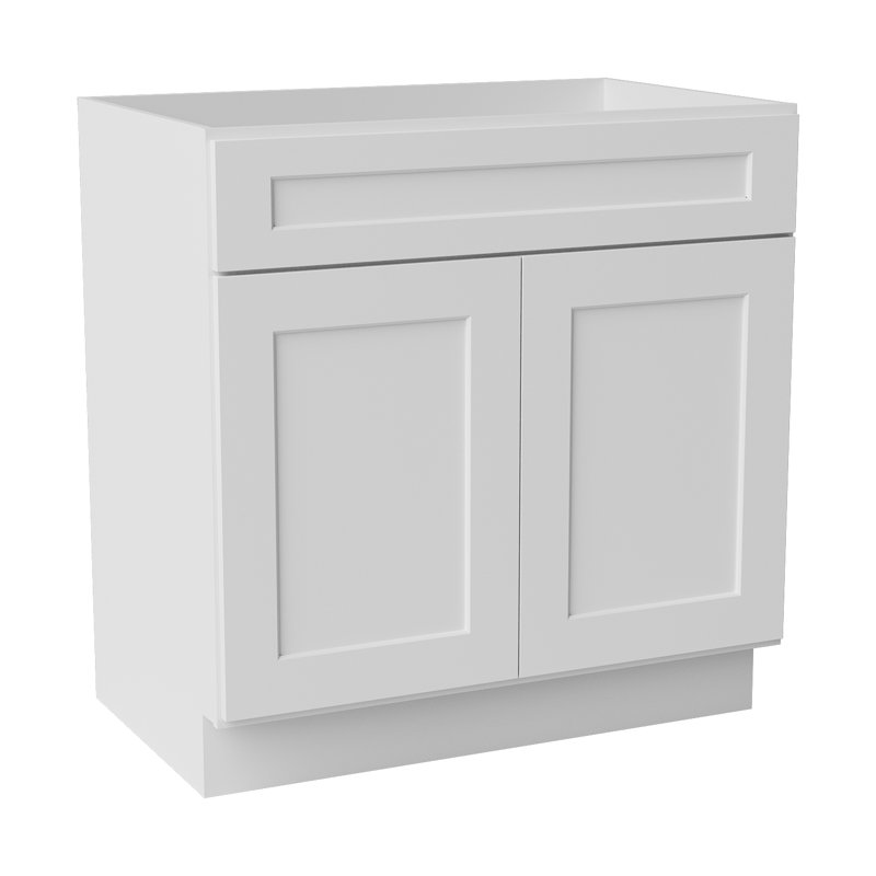 Armoire de salle de bain en bois massif prêt à assembler avec comptoir Shaker - comptoir non inclus, Blanc