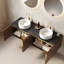 Meuble-lavabo 60 po avec lavabo, armoire de rangement murale flottante en contreplaqué avec 4 portes, 2 lavabos ronds en céramique et comptoir Sinte Stone