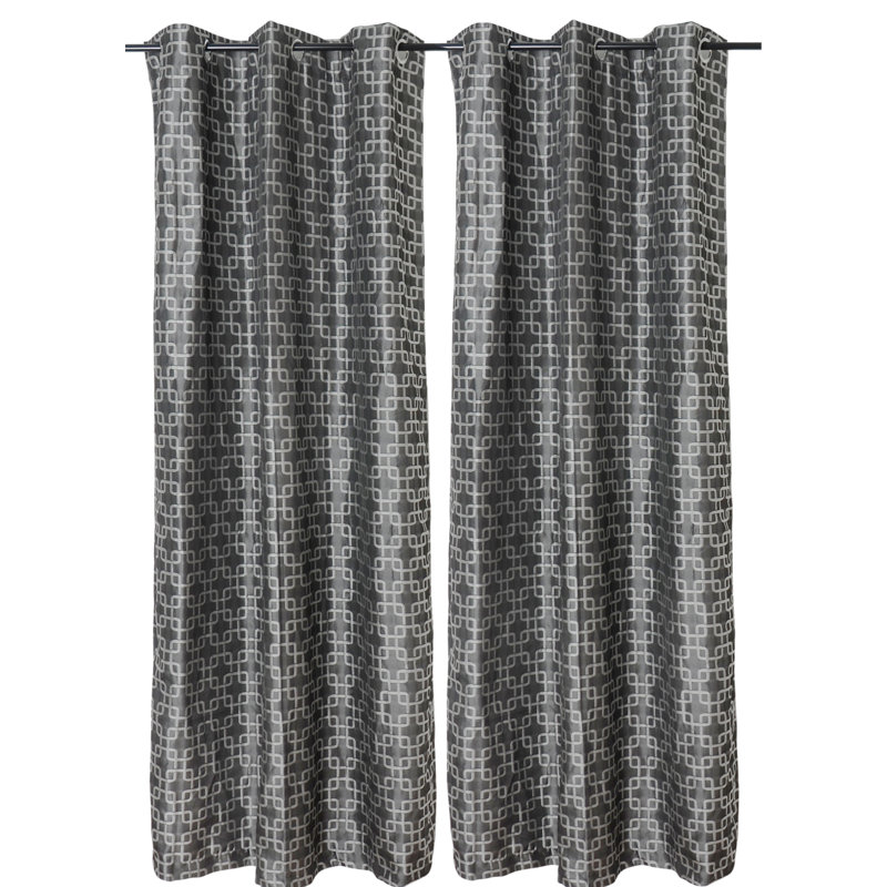 Paire de rideaux semi-transparents avec œillets Tilton, Gris