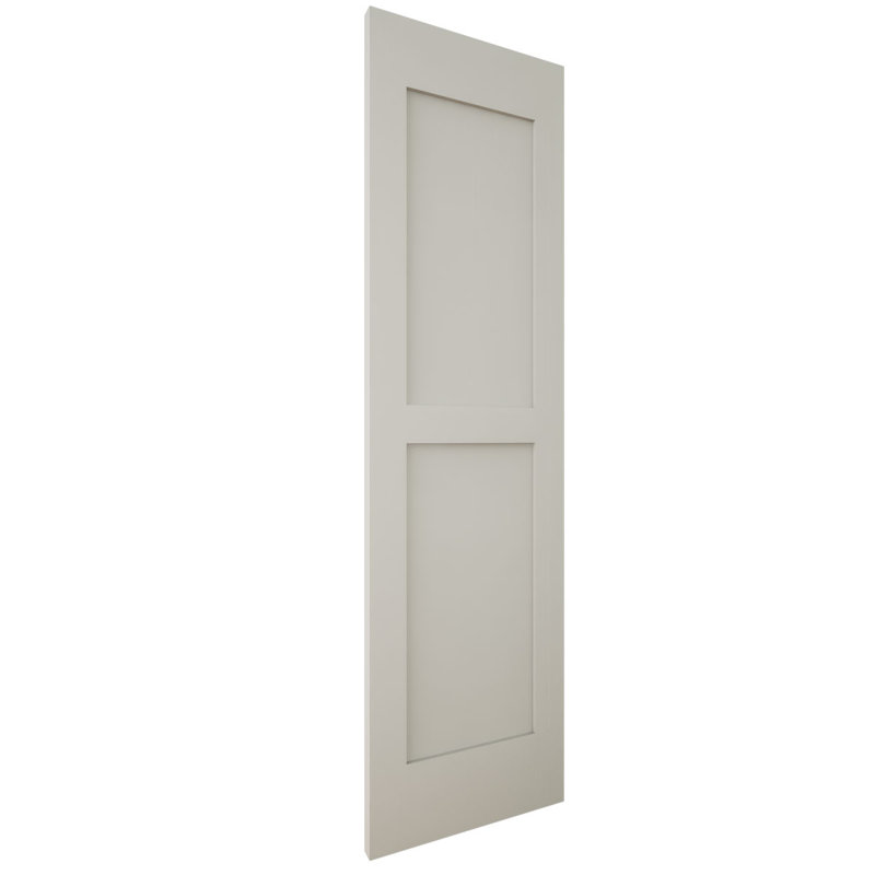 Volets extérieurs Americraft à deux panneaux plats égaux en bois véritable (par paire), 15 po L x 81 po H, avec capuchons de volets en aluminium, gris grêle