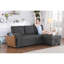 Canapé modulaire rembourré 3 pièces en lin gris foncé - moderne avec méridienne, rangement et tissus (conforme aux règlements sur les coussins amovibles-659470365-659470364