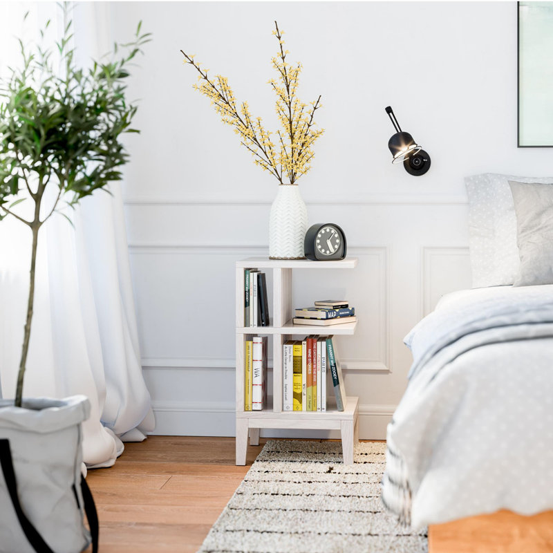  Table de chevet en bois massif, Blanc