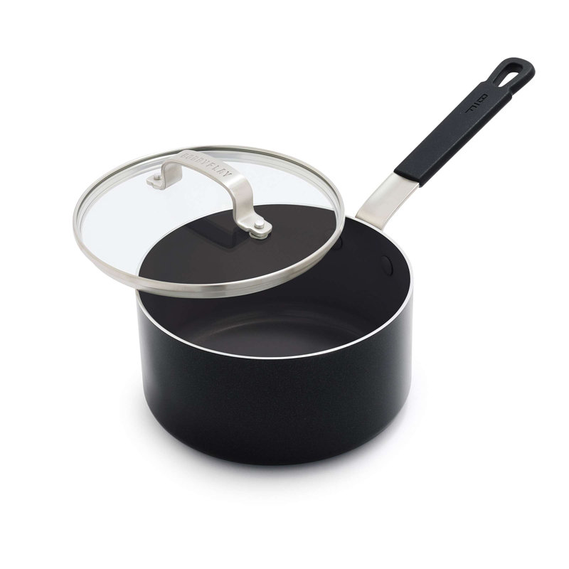 Bobby Flay by GreenPan Professional Grade Ceramic Nonstick 2.53QT Saucepan with Lid, Black