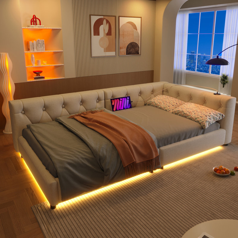 Bed, European Single (90 x 200 cm), Beige