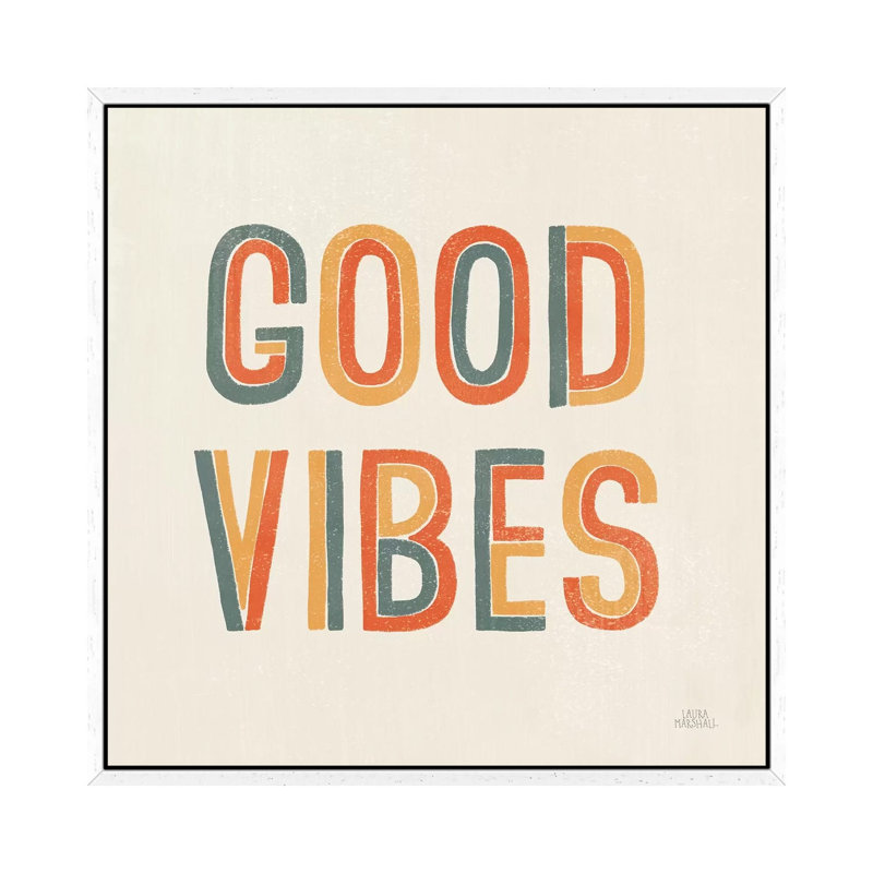Retro Words I 1 Piece Wall Art on Canvas, 45.72cm H x 45.72cm W x 3.81cm D, White Framed