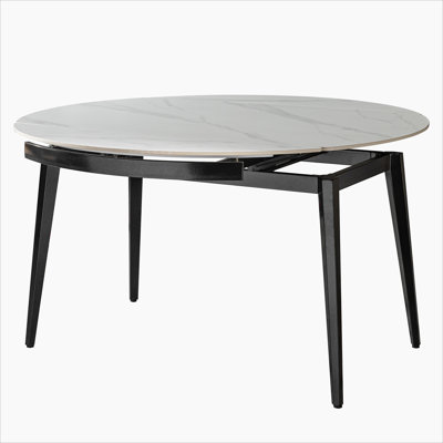 33.5'' to 51.2'' Extendable Sintered Stone Material Round White Dining Table