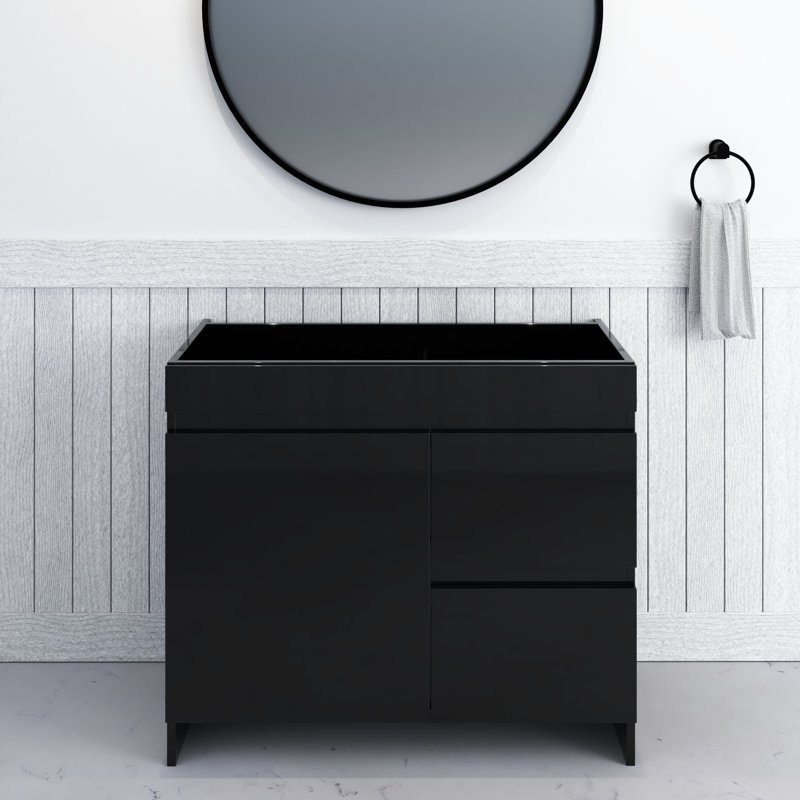 Cinnamon 36'' Single Bathroom Vanity Base Only, Glossy Black