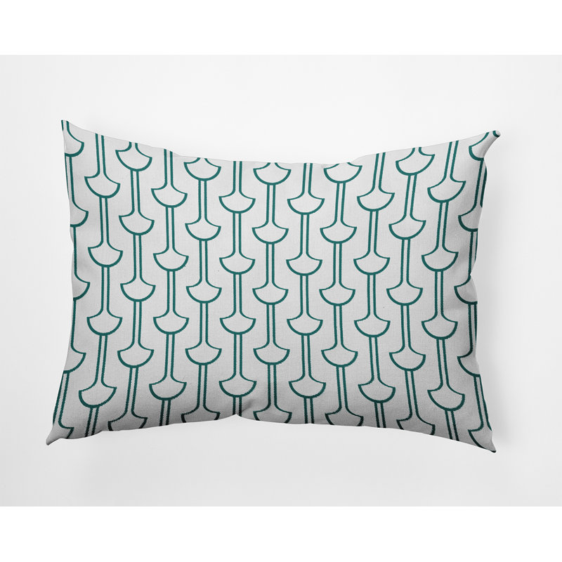 Coussin Modern Ginko, Bleu sarcelle, Rectangle, H 14 po x l 20 po