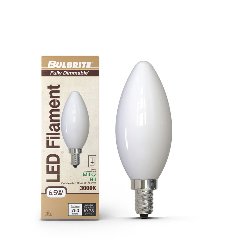 Équivalent, ampoule DEL B11 à intensité variable, culot E12 / candélabre, 3000 Kelvins, 6,5 W