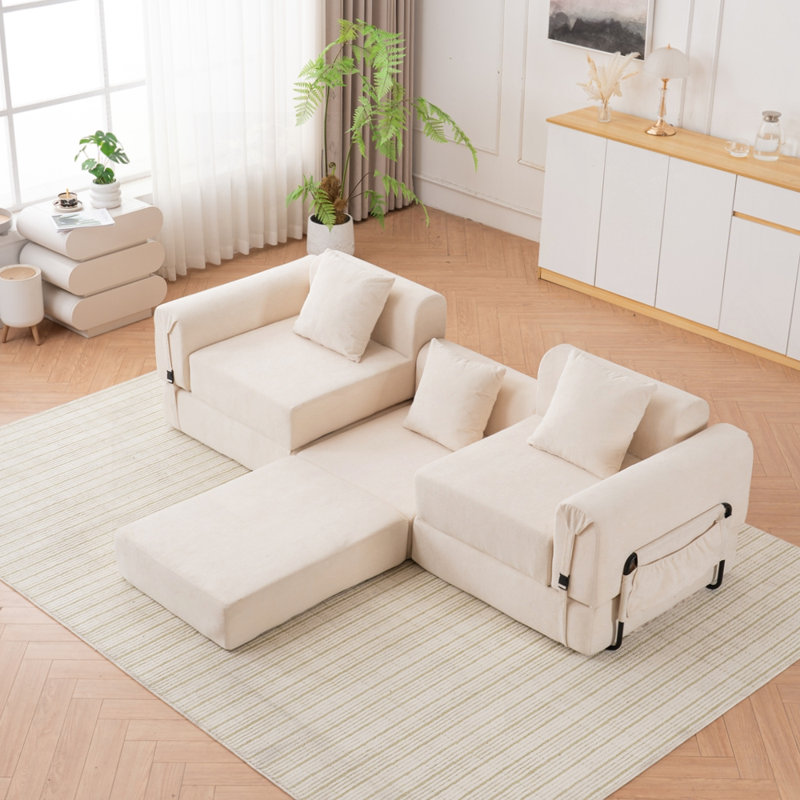 Canapé inclinable pliable polyvalent et peu encombrant pour toutes les pièces, Beige