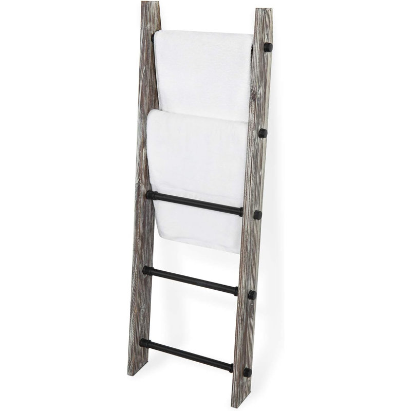 Farmhouse Solid Wood 4 ft Blanket Ladder