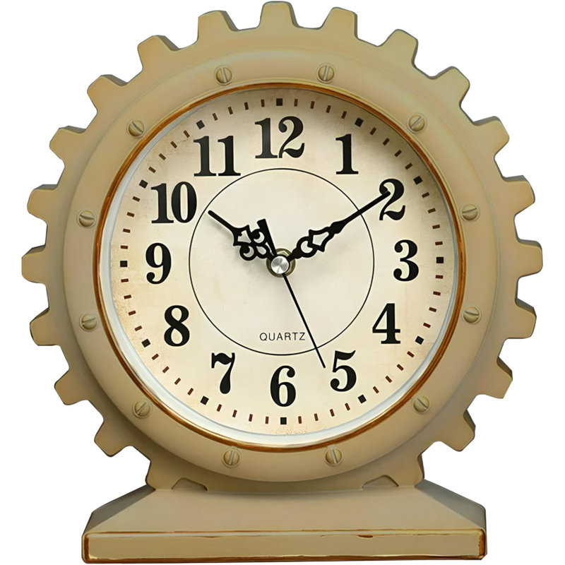 Amairani Analog Electric Tabletop Clock, Beige