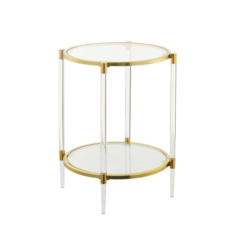 Carolina Acrylic Glass Round End Table, Gold