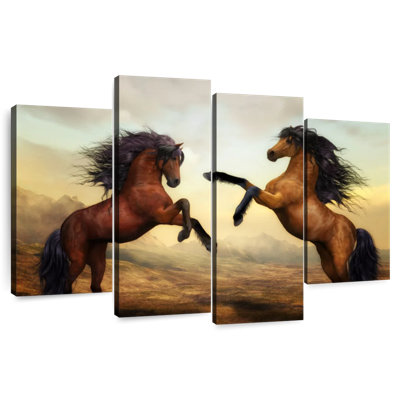 Brampt Fighting Brown Horses