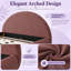 Lit plateforme en tissu bouclé Kazuko avec tête de lit arquée.-966443489-966443491