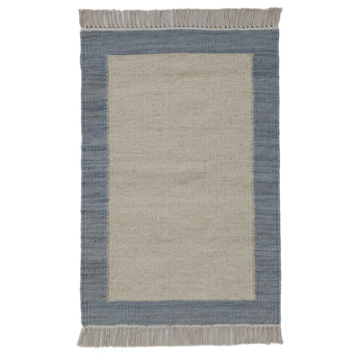 Kaylee Hand Turfed Wool Area Rug in Gray/Ivory