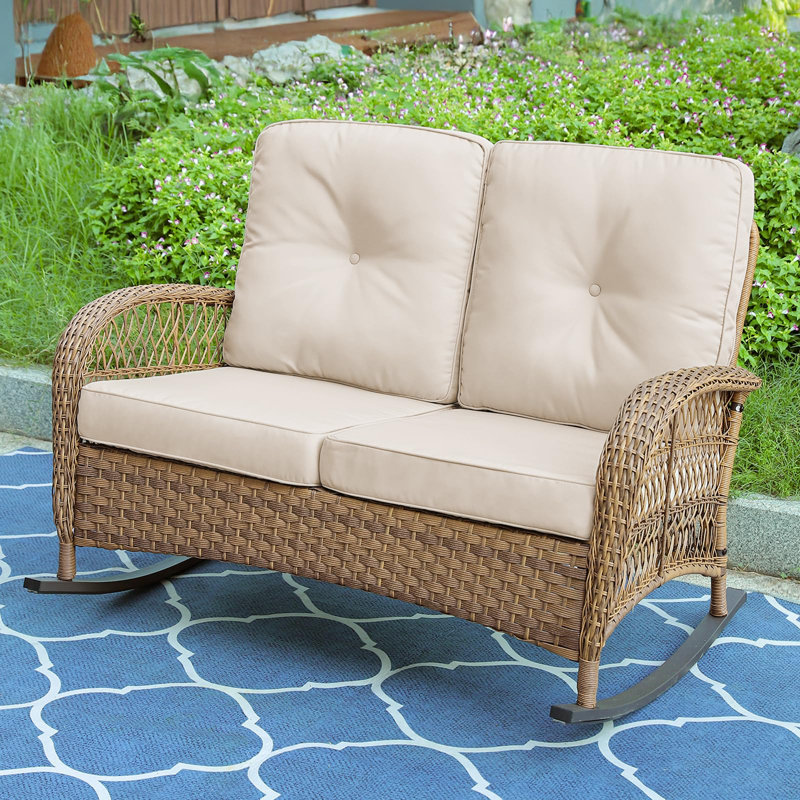 Chaise berçante en osier pour l'extérieur Meetwarm