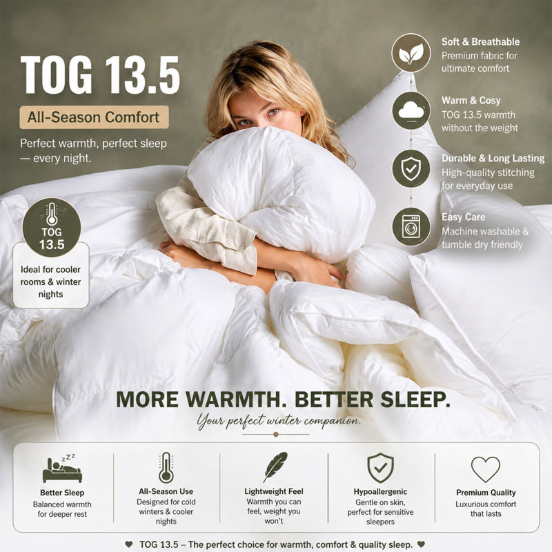 Luxury Hypoallergenic All Seasons Duvet Tog 13.5, Single