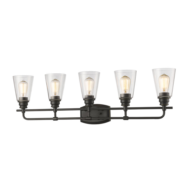 Éclairage de salle de bain à intensité variable 5 lumières Jantz, Bronze vieilli