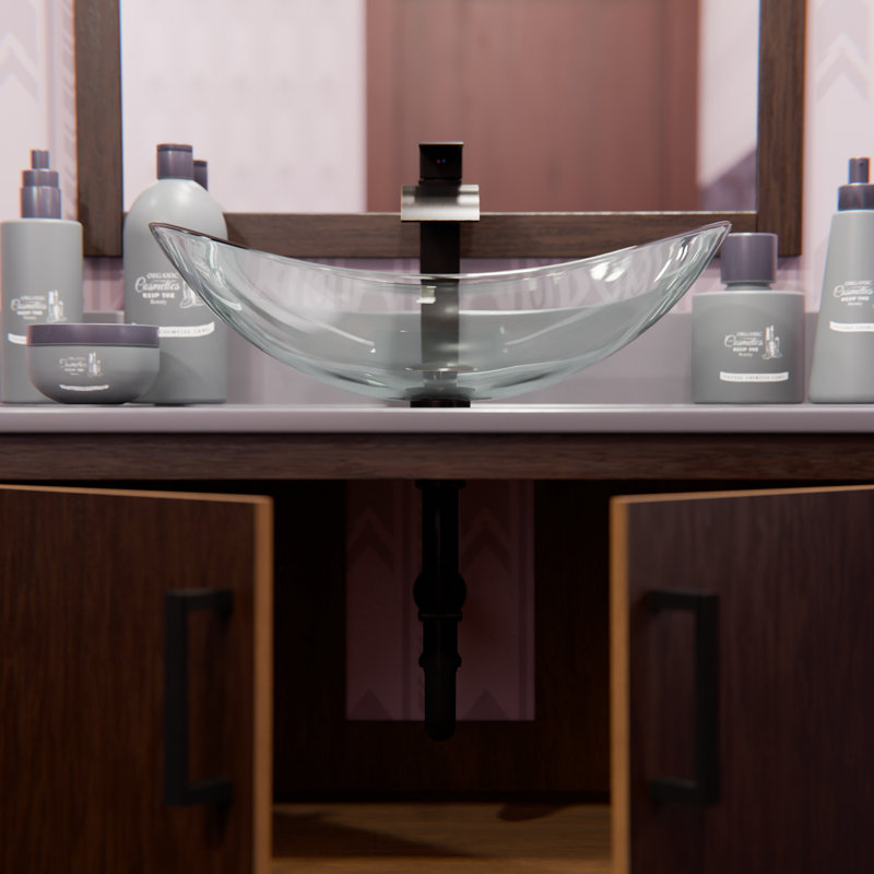 Novatto 13.5'' Glass Oval Bathroom Sink, Clear, Oil Rubbed Bronze