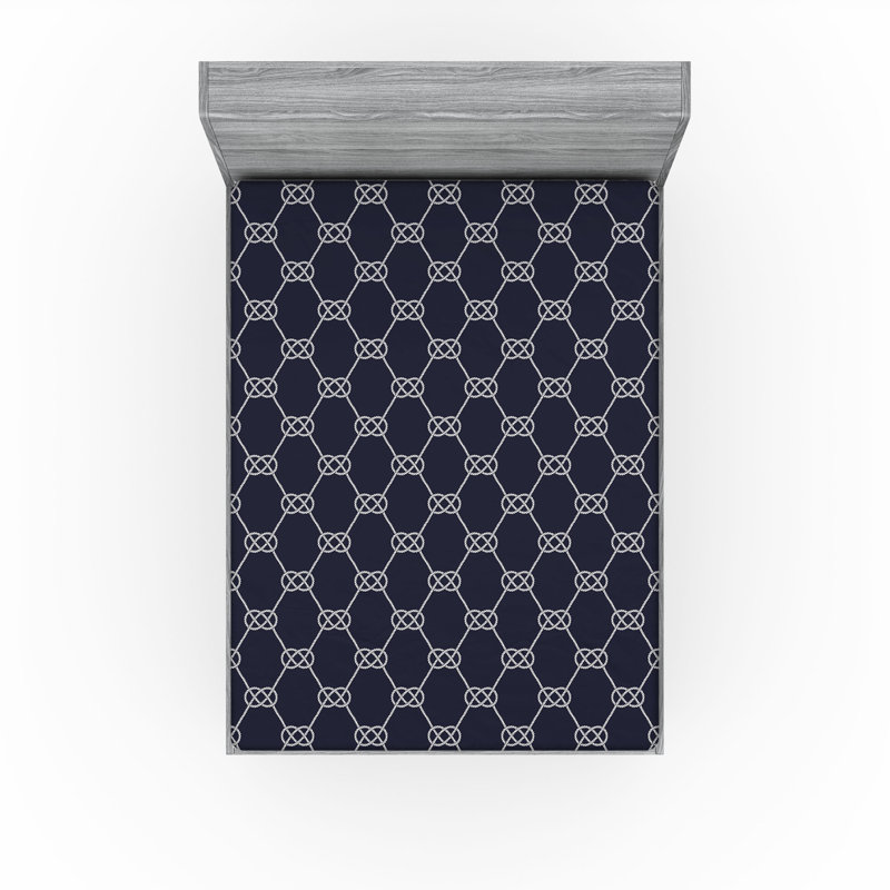 Drap-housse Ambesonne, paquet de 2, Drap-housse grand, Bleu foncé, crème / géométrique