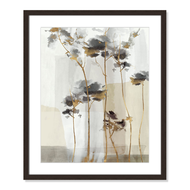 Impression Golden Zen II par Eva Watts, L 21,5 po x H 25,5 po, Matted Print, Noyer à grain ouvert