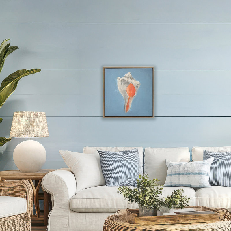 Cadre flottant Soft Sea Conch Shell, design par Julia Purinton, Cadre flottant orme Montalcino, H 18 po x l 18 po