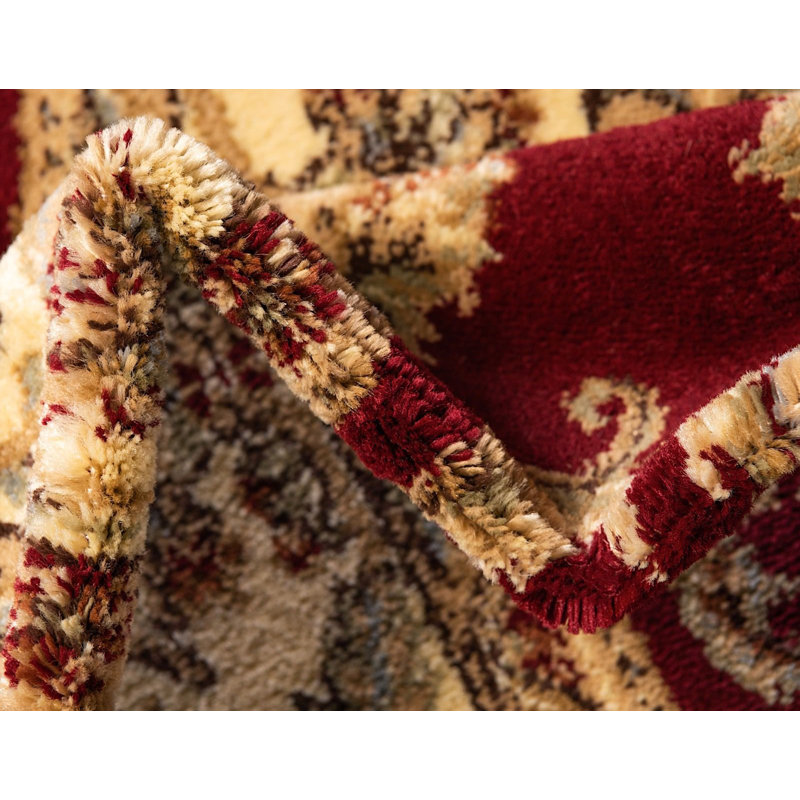 Tapis décoratif rouge/crème à motif oriental Wicklund, Rond 8 pi