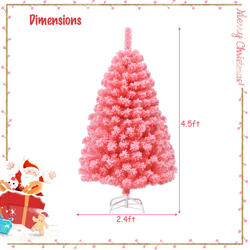 Arbre de Noël rose en pin et cachemire, 4,5 pi