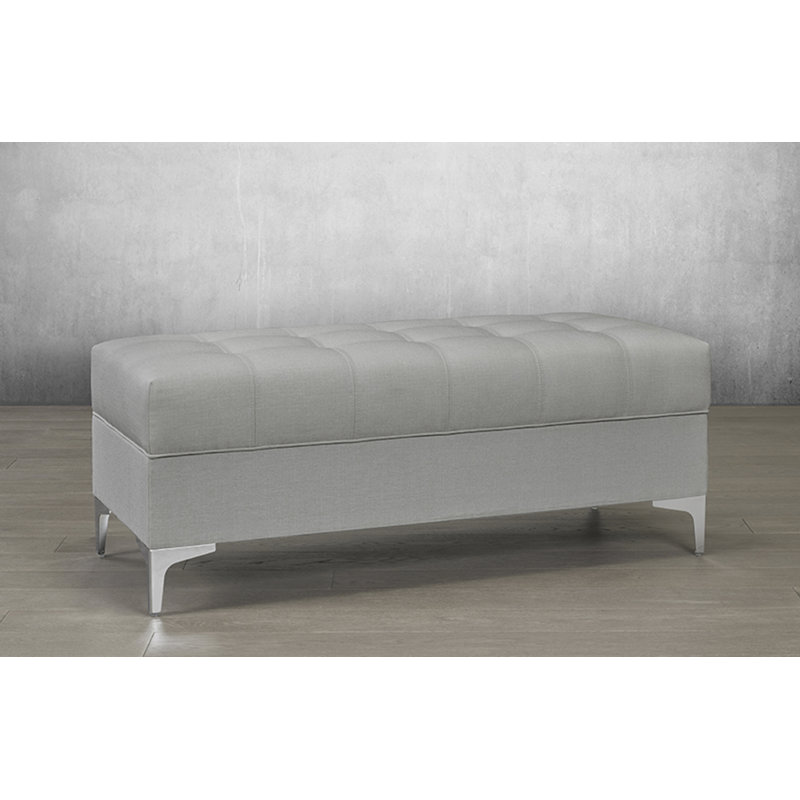 Banc de rangement en similicuir Leeper, Ivoire