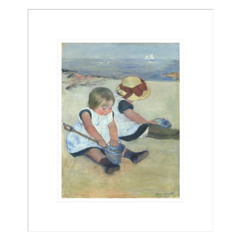 «Children jouant sur la plage» par Mary Cassatt, impression giclée sur cadre, H 16,27 po x l 13,75 po