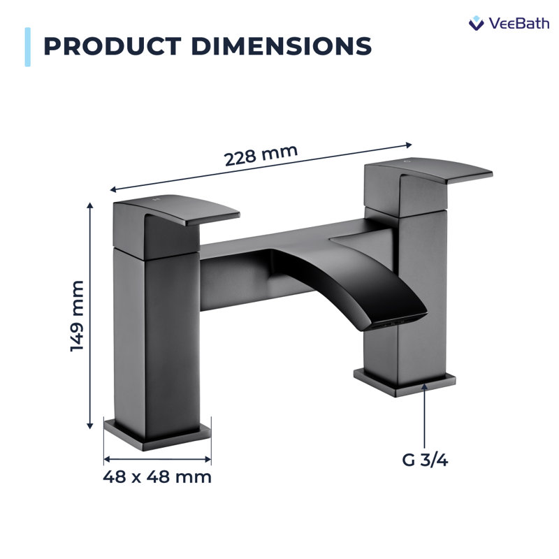 VeeBath Trace Bath Filler Mixer Tap, Matt Black