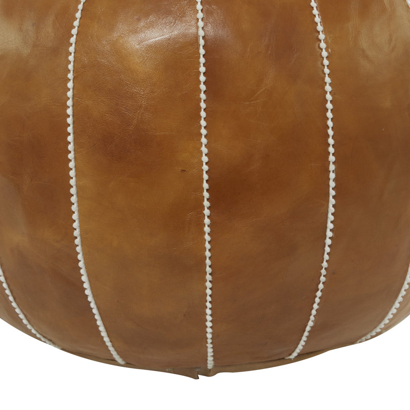 Pouf Innis Cole, Cuir brun clair assorti