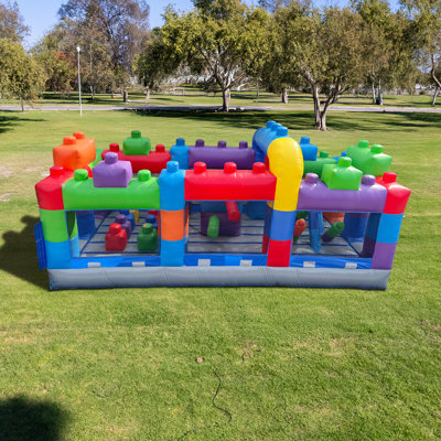 Herokiddo Block Party 20’ Inflatable Obstacle Course – Commercial Grade Pvc, Fun Backyard Challenge For Kids And Adults, With Air Blower Included