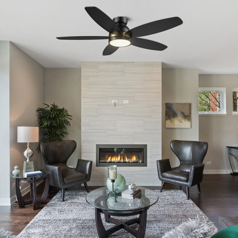 Ventilateur de plafond 48 po avec lumières DEL Mariyankan, Noir