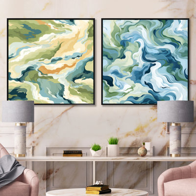 Crescen - Ensemble de 2 collages carrés abstraits