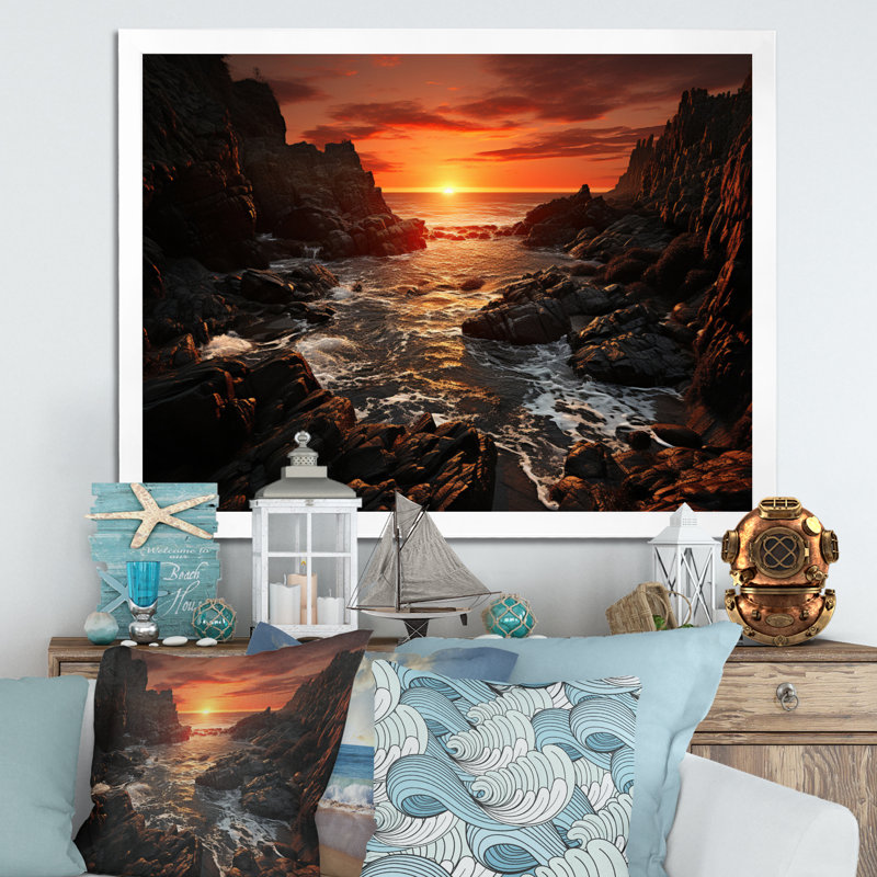 Coastal Twilight III - reproduction sur toile, H 30 po x l 40 po x P 1,5 po, Cadre photo blanc