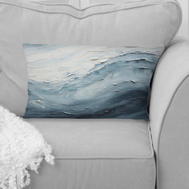 Coussin Minimalisme noir et bleu Paint Wave II - Coastal