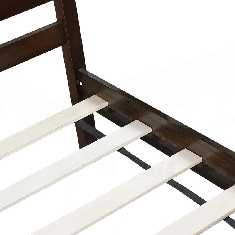 Lit plateforme en bois avec tête et pied de lit, Espresso