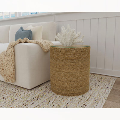 Table d'appoint ronde brun clair