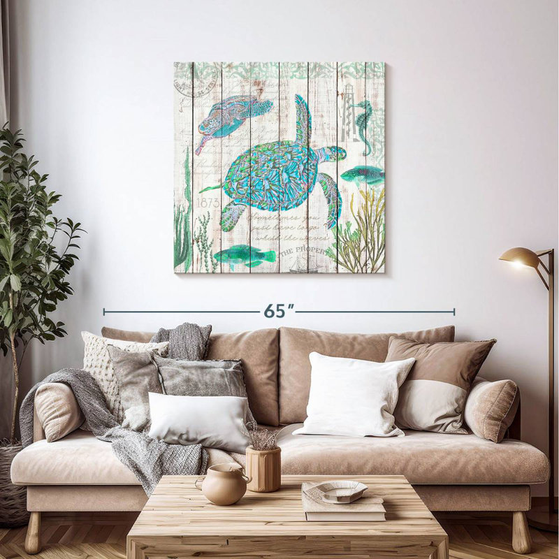 Brampt Sea Turtles On Driftwood Panel