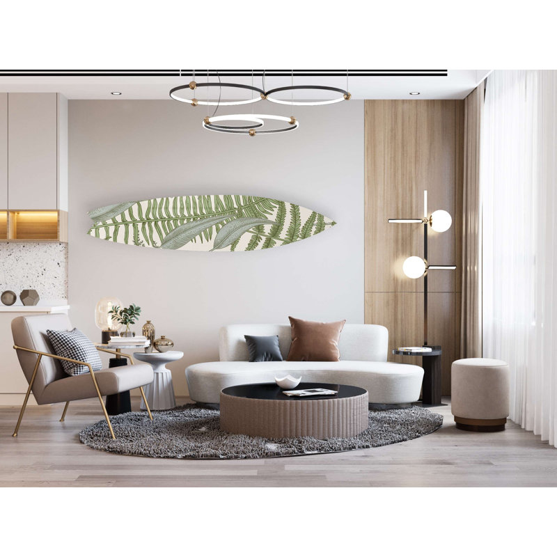 Planche de surf Ferns Botanical Light - Art audacieux sans cadre