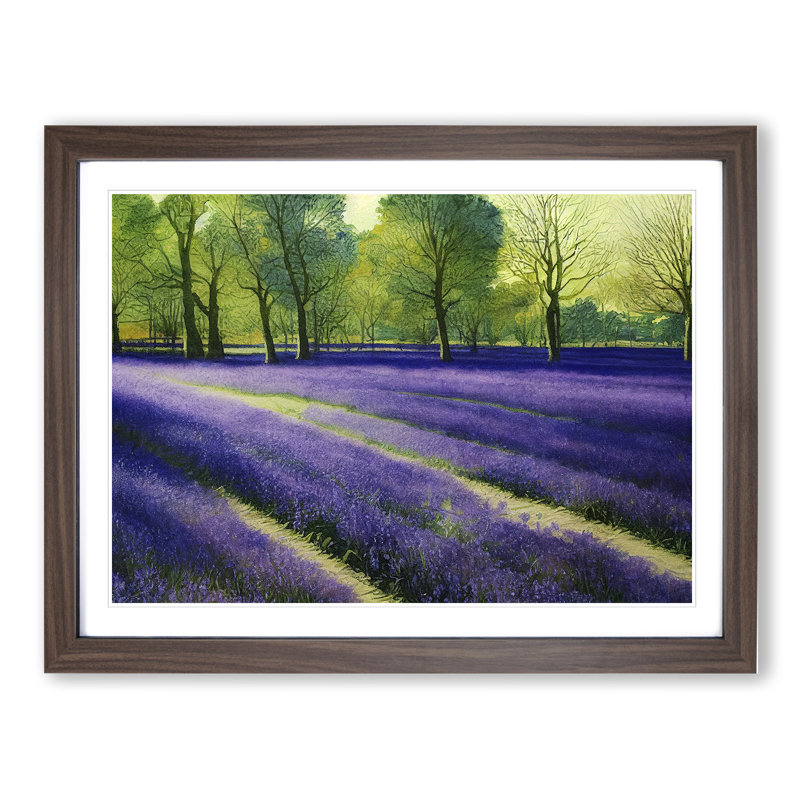 Bluebell Field Watercolour Vol.3 - Single Picture Frame Print, 46cm H x 64cm W x 2cm D, Walnut Framed