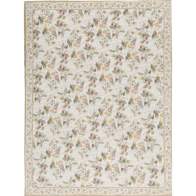 Hand-Knotted High-Quality Ivory Area Rug
