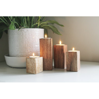 Wood Tabletop Tealight Holder