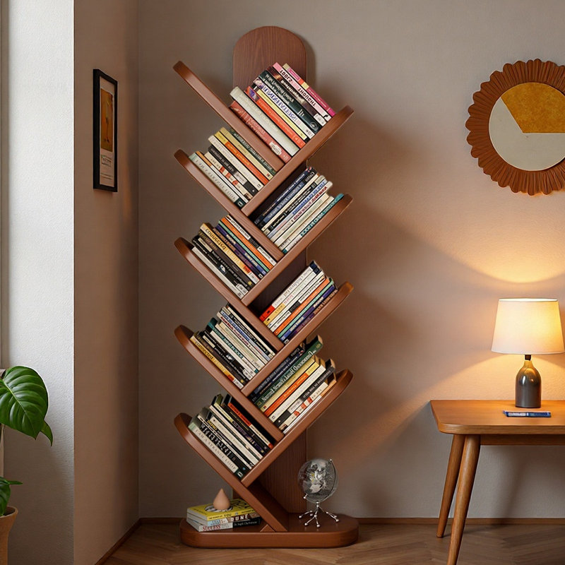 Bibliothèque de rangement à la mode, (9 tablettes) H 55,12 po x l 18,9 po x P 7,87 po