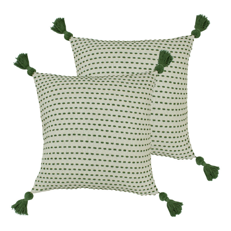 Geometric Square Cushion, Sage, Polyester/Polyfill