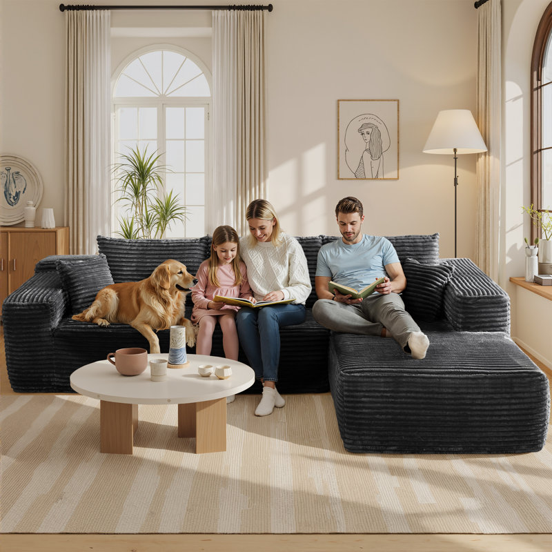 Sabit Boneless 2 - Piece Free Combination Sectional-No Assembly Required Compression Sofa, Right Hand Facing